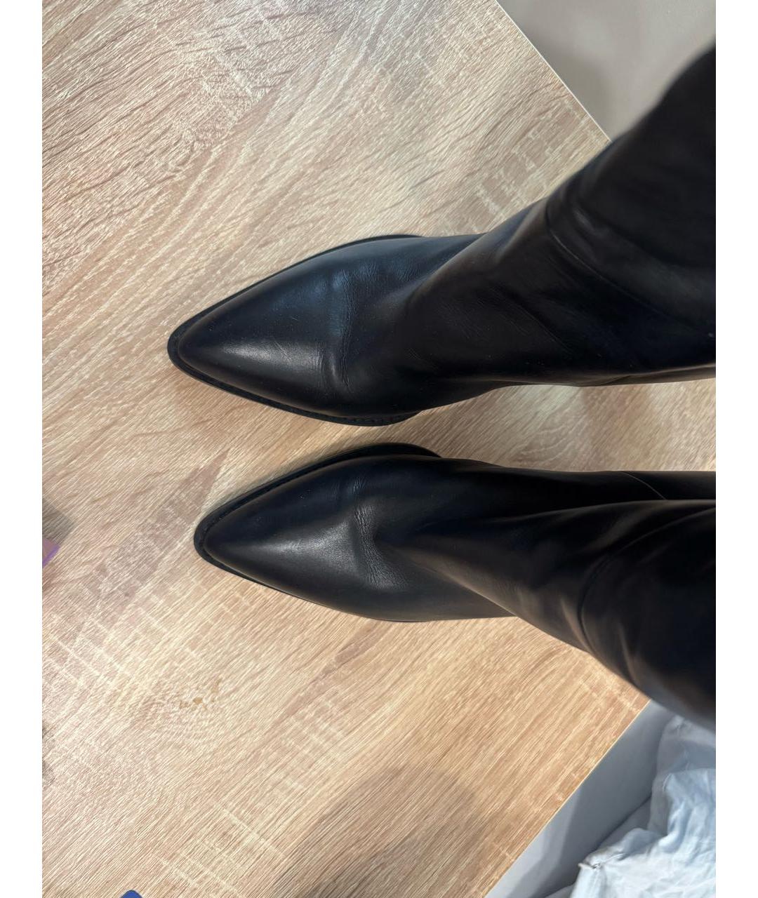SERGIO ROSSI Черные кожаные сапоги, фото 3