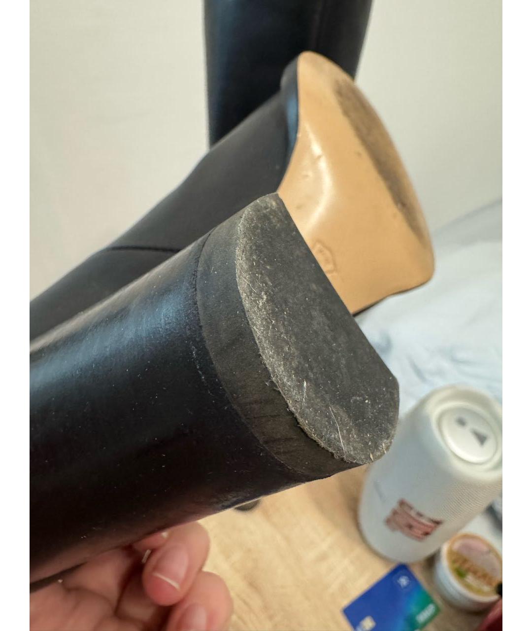 SERGIO ROSSI Черные кожаные сапоги, фото 6