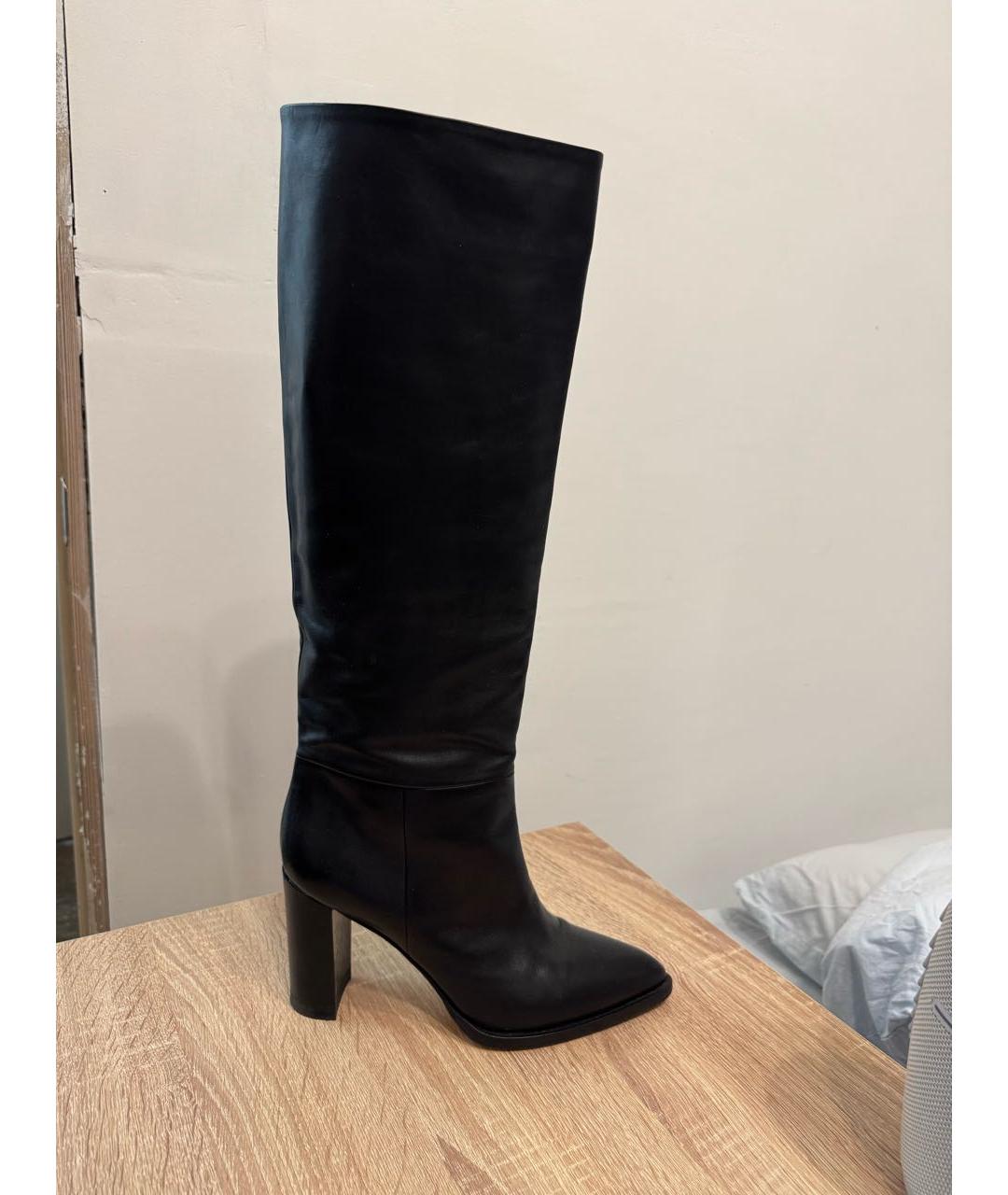 SERGIO ROSSI Черные кожаные сапоги, фото 8