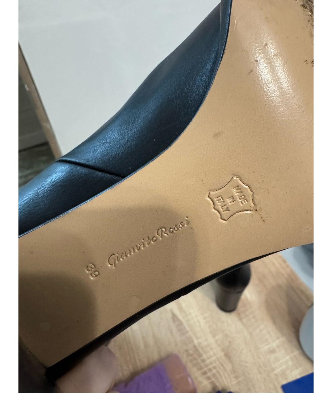 SERGIO ROSSI Черные кожаные сапоги, фото 5