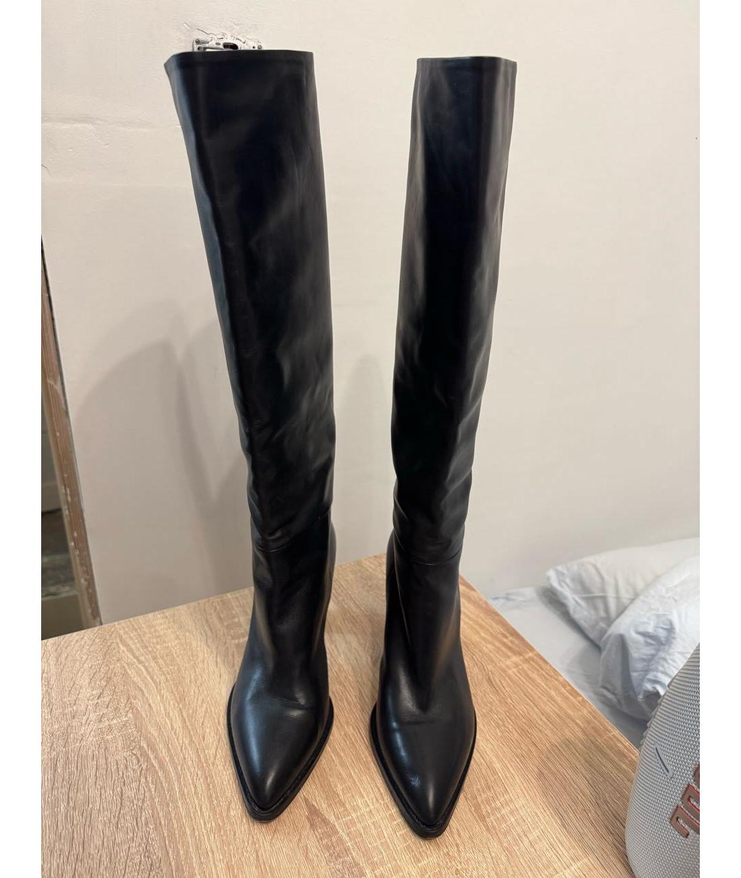 SERGIO ROSSI Черные кожаные сапоги, фото 2