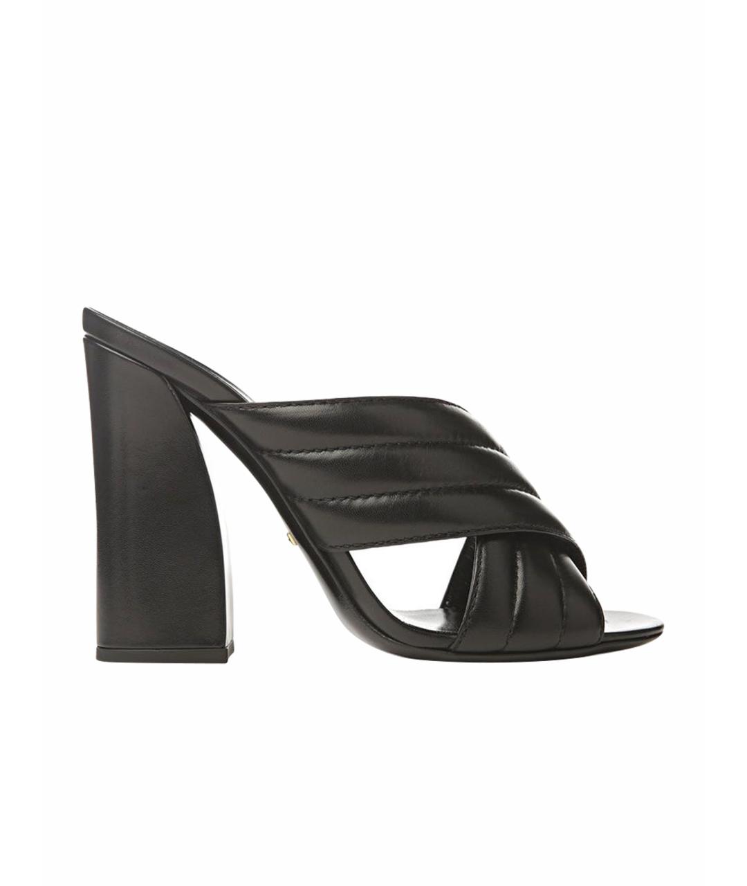 GUCCI Черные кожаные сабо, фото 1