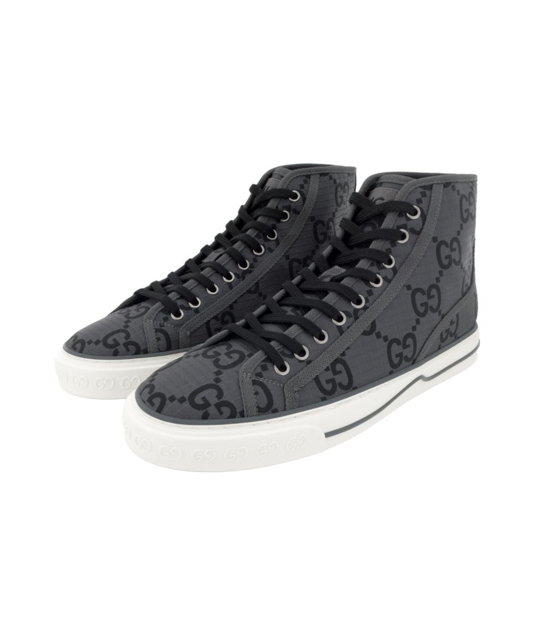 GUCCI Черные текстильные высокие кроссовки / кеды, фото 2