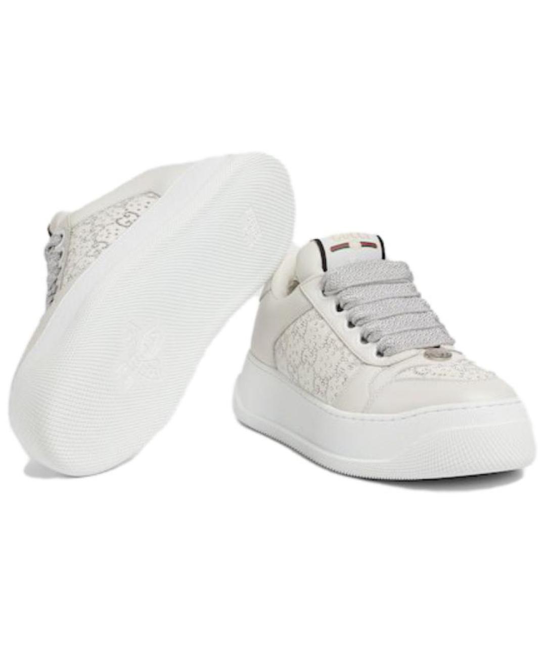 GUCCI Серые кожаные кроссовки, фото 6