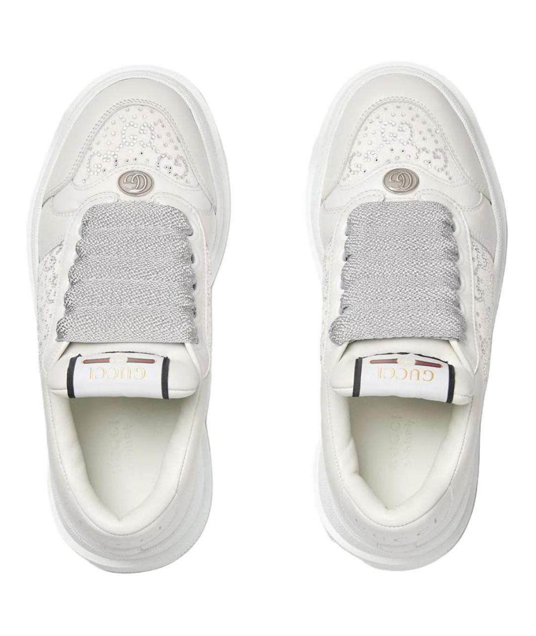 GUCCI Серые кожаные кроссовки, фото 4