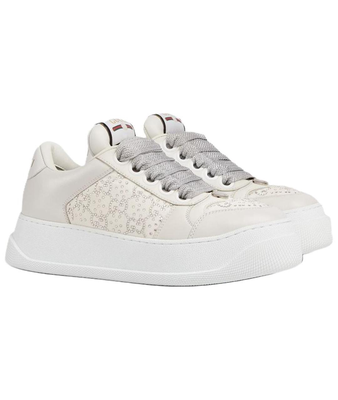 GUCCI Серые кожаные кроссовки, фото 3