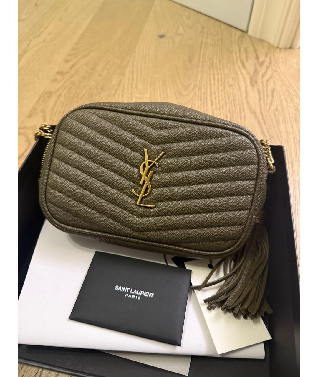 SAINT LAURENT Зеленая кожаная сумка через плечо, фото 7