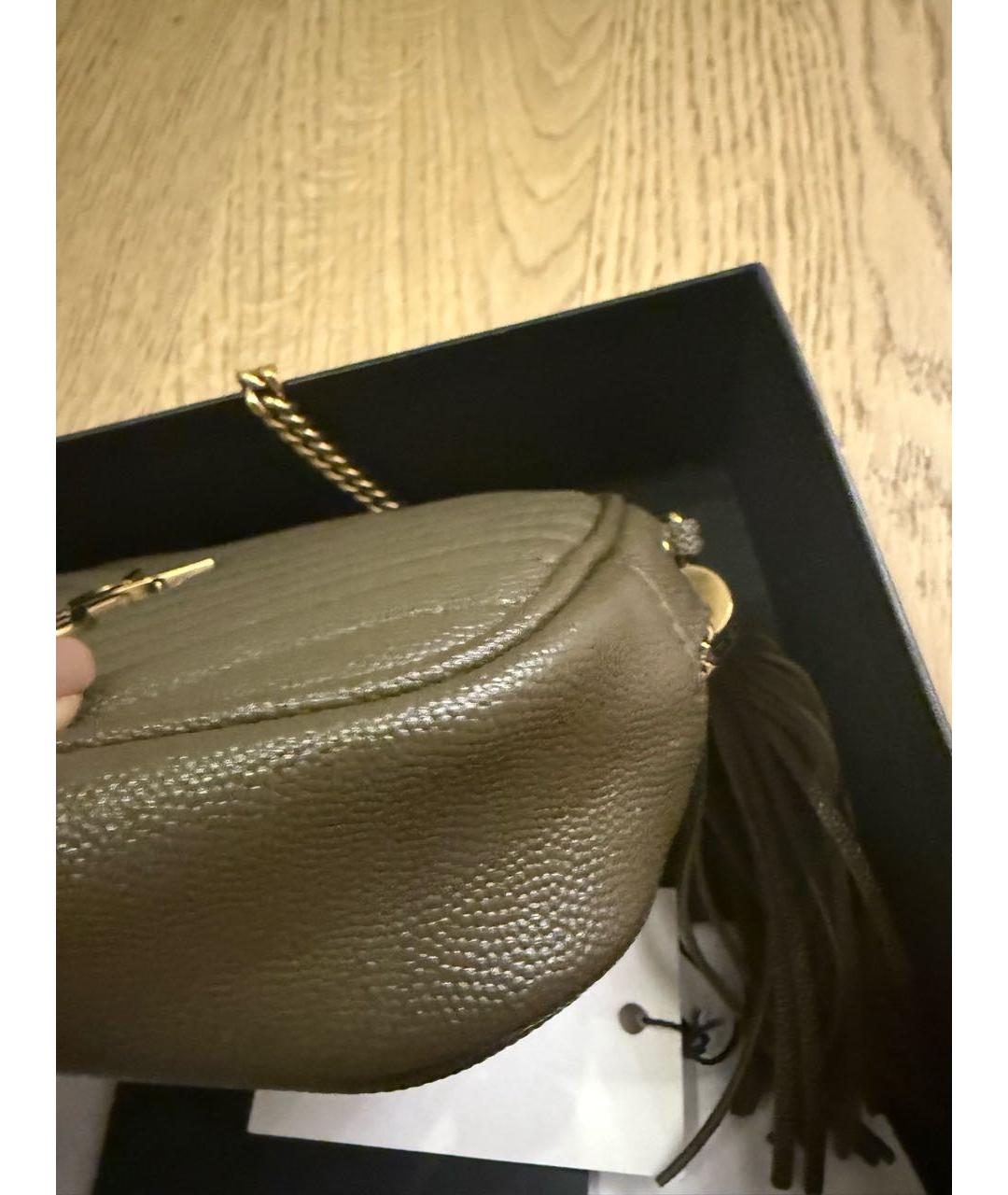 SAINT LAURENT Зеленая кожаная сумка через плечо, фото 2