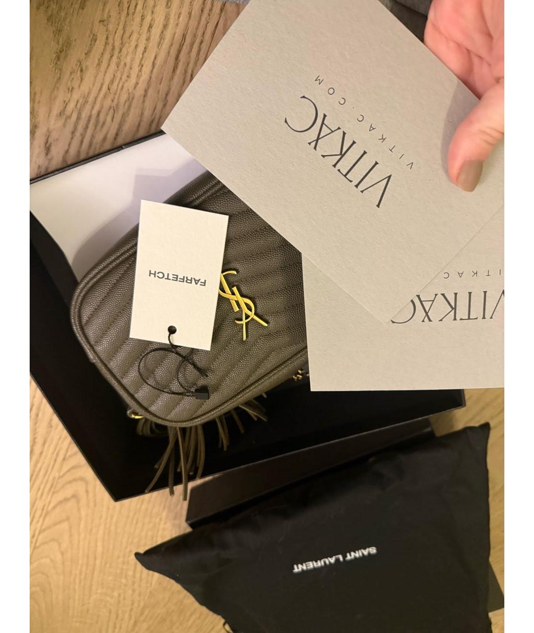 SAINT LAURENT Зеленая кожаная сумка через плечо, фото 5