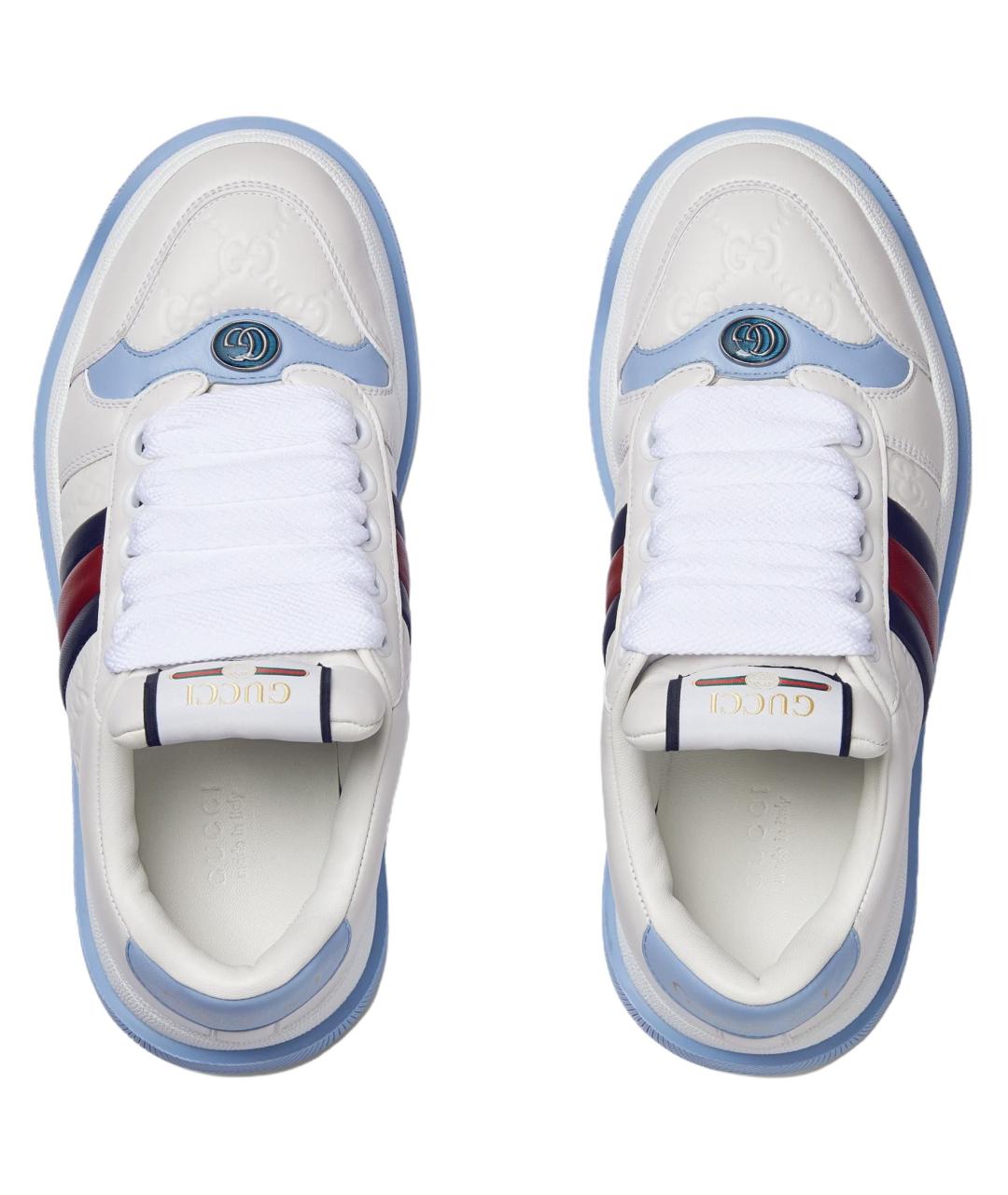 GUCCI Белые кожаные кроссовки, фото 4