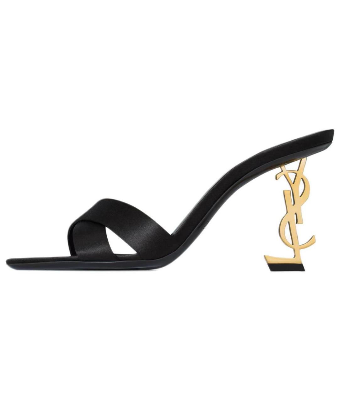 SAINT LAURENT Черные кожаные мюли, фото 2