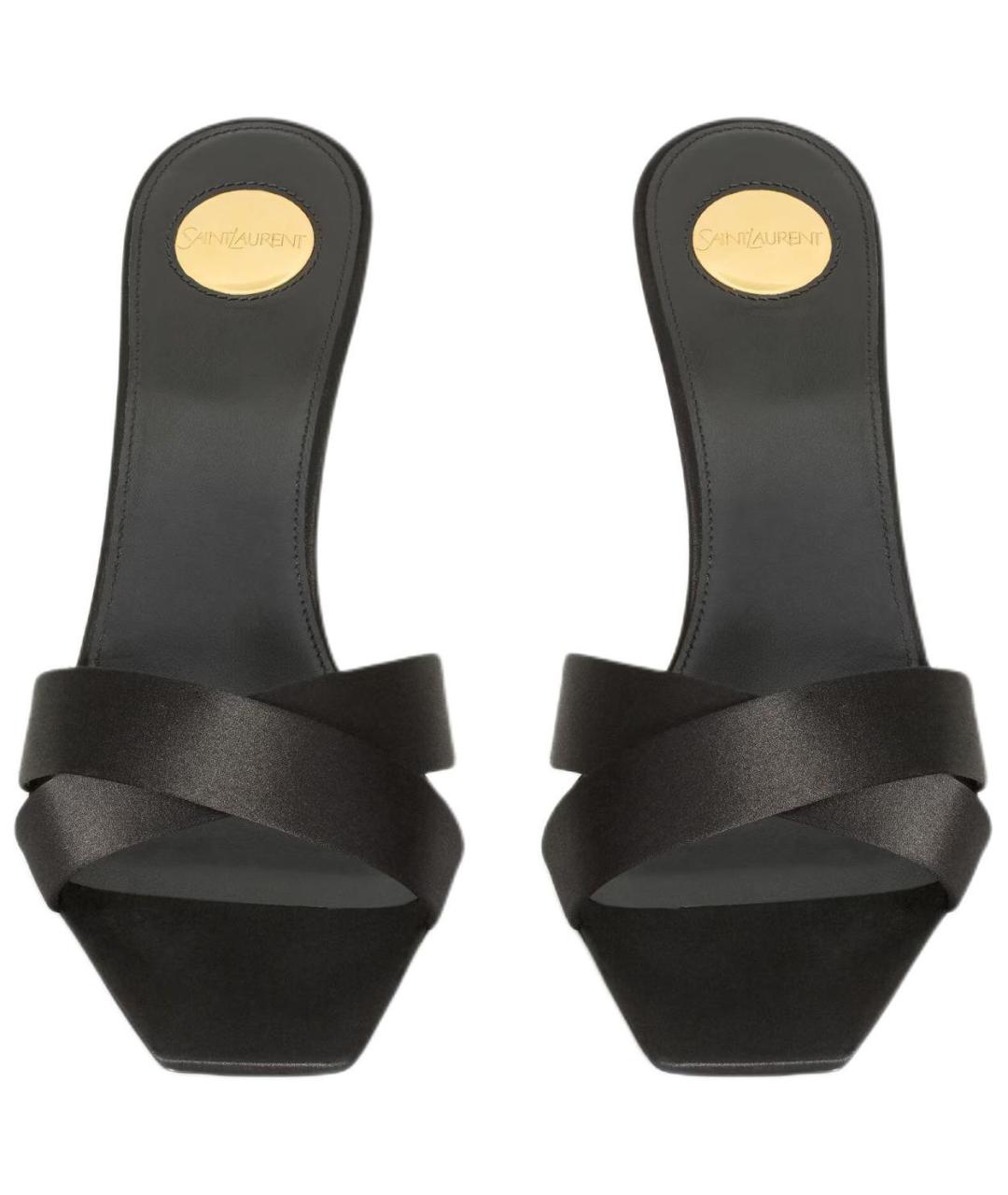 SAINT LAURENT Черные кожаные мюли, фото 4