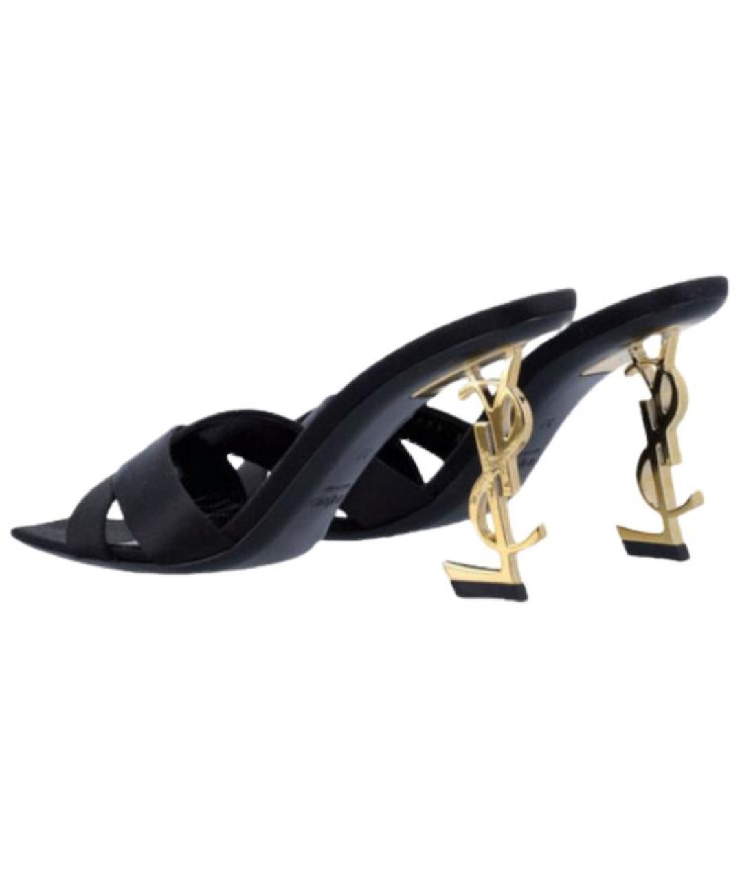 SAINT LAURENT Черные кожаные мюли, фото 5