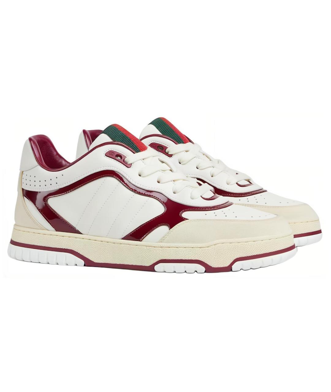 GUCCI Белые кожаные низкие кроссовки / кеды, фото 3