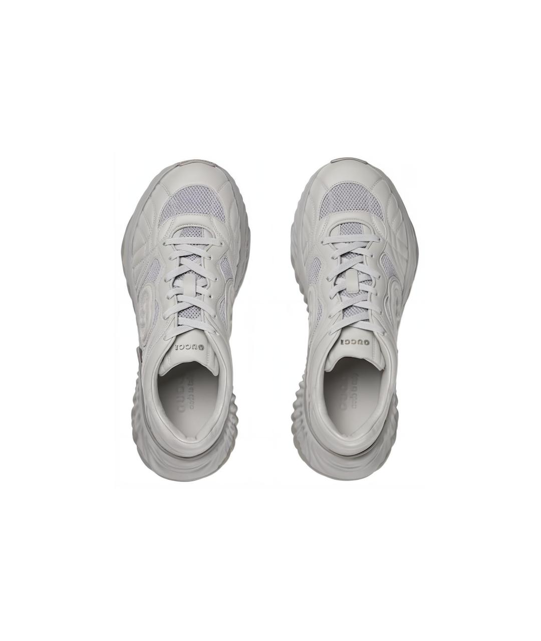 GUCCI Серые кожаные высокие кроссовки / кеды, фото 3