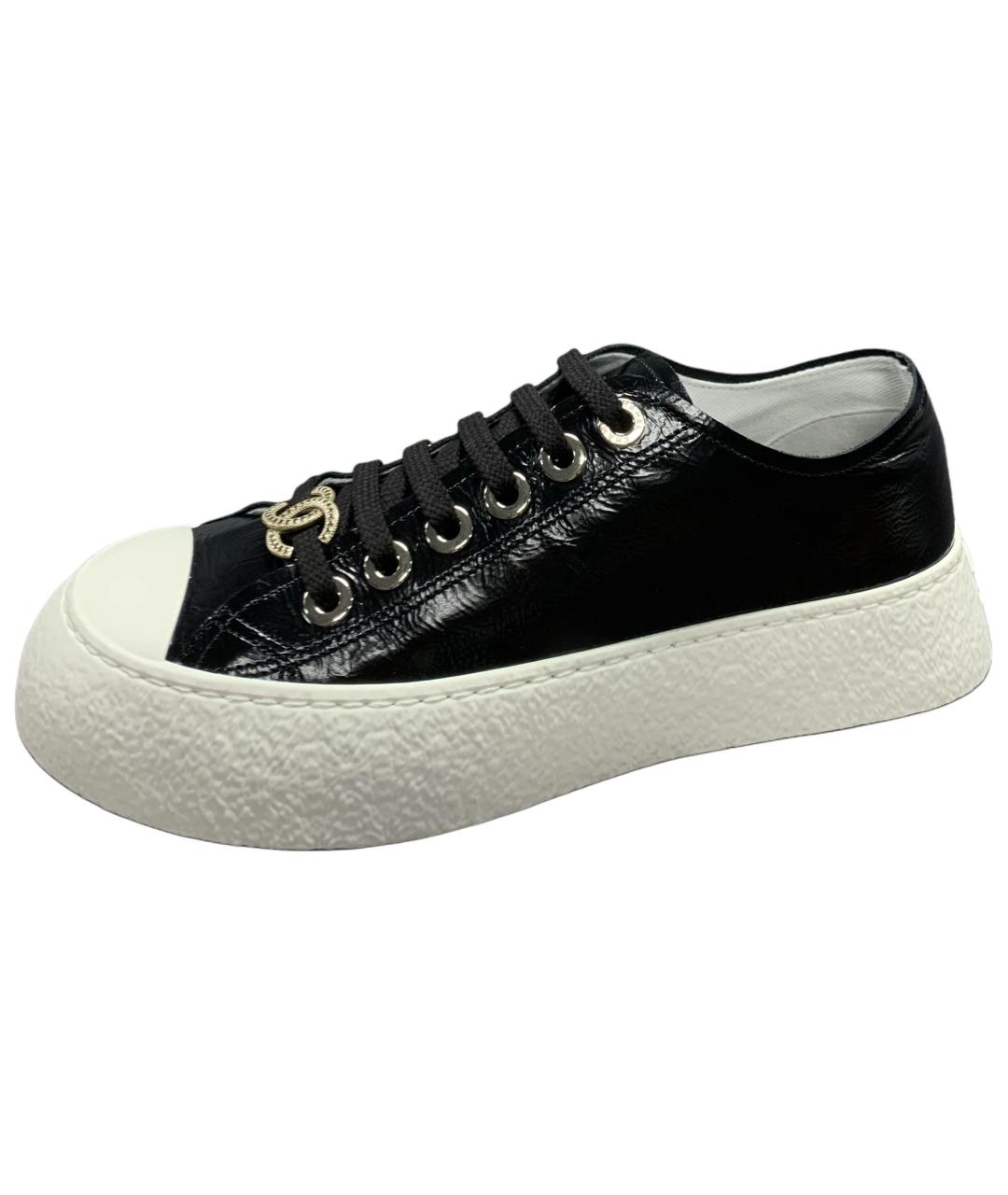 CHANEL Черные кожаные кеды, фото 3