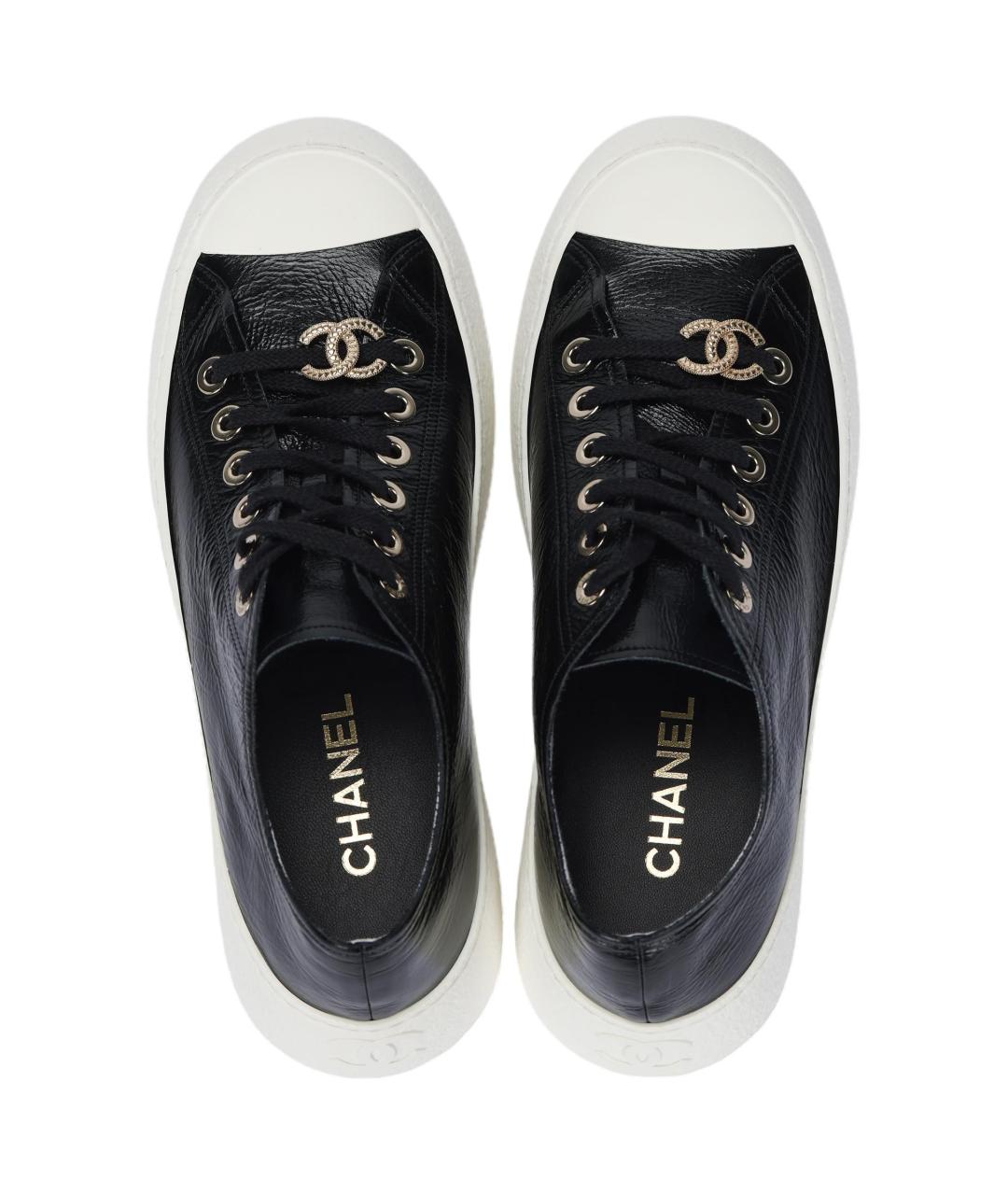 CHANEL Черные кожаные кеды, фото 5