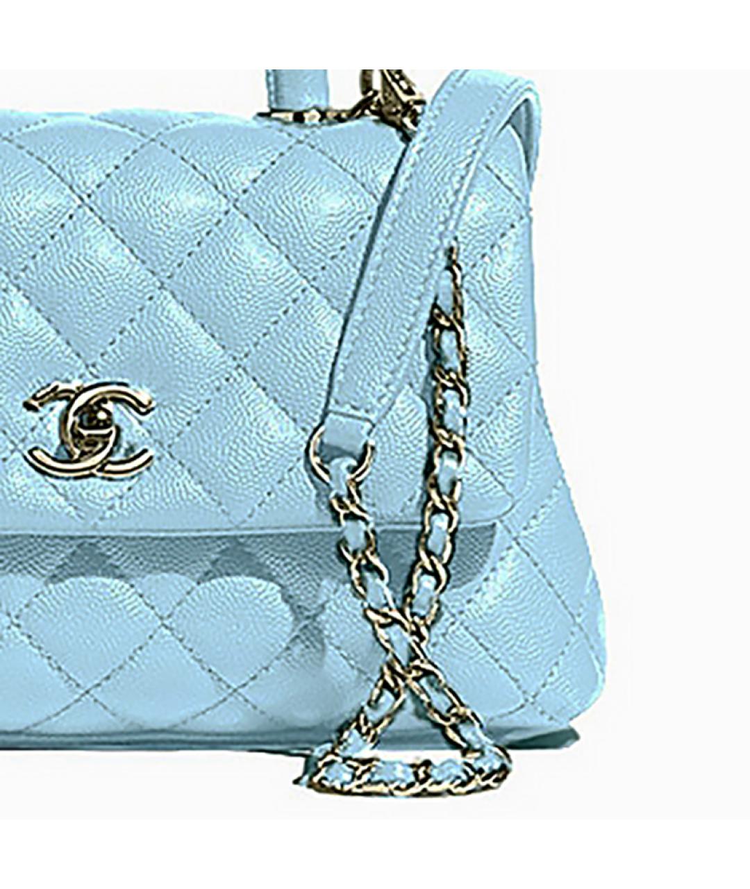 CHANEL Голубая кожаная сумка через плечо, фото 3