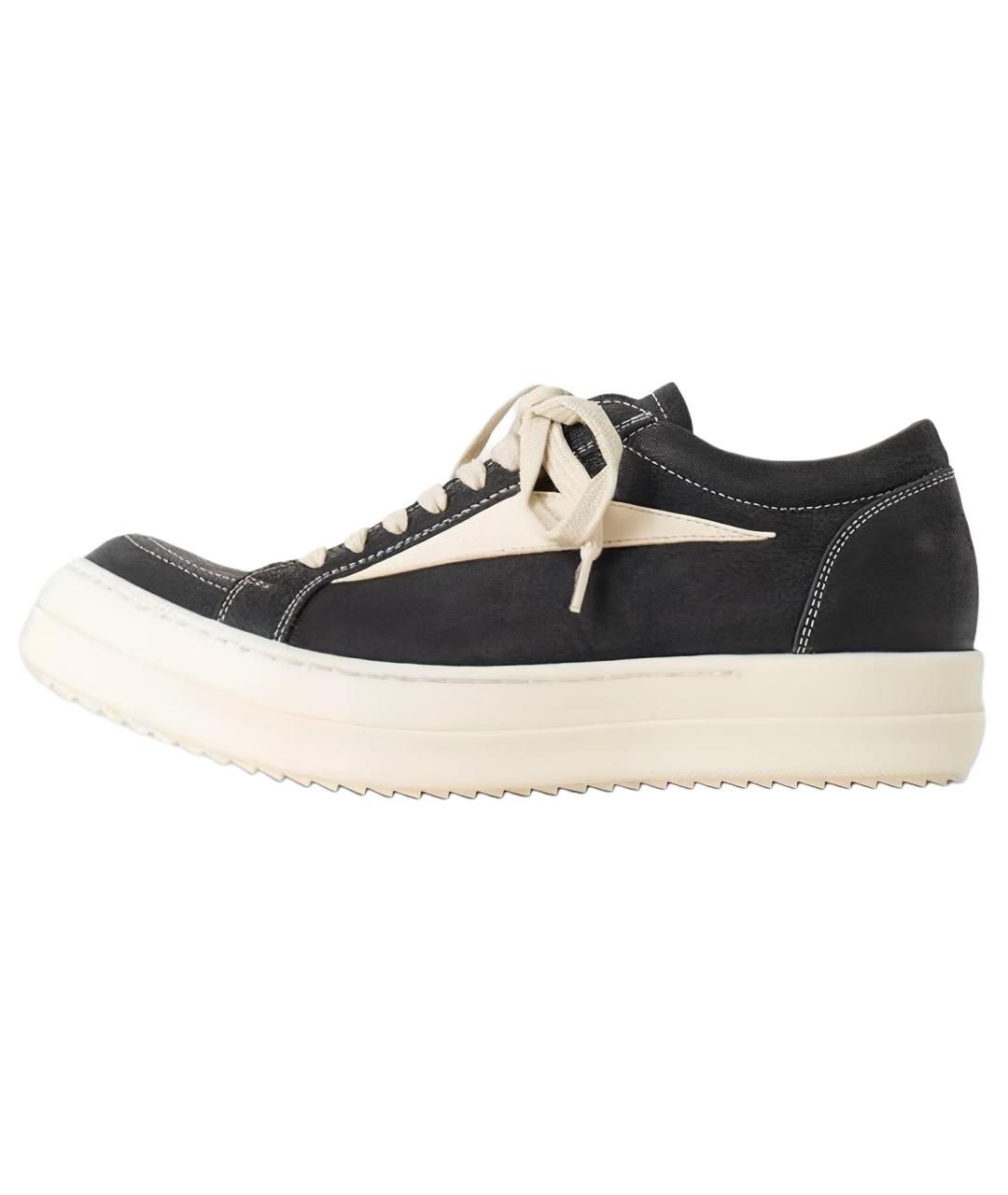 RICK OWENS Черные кожаные кеды, фото 2