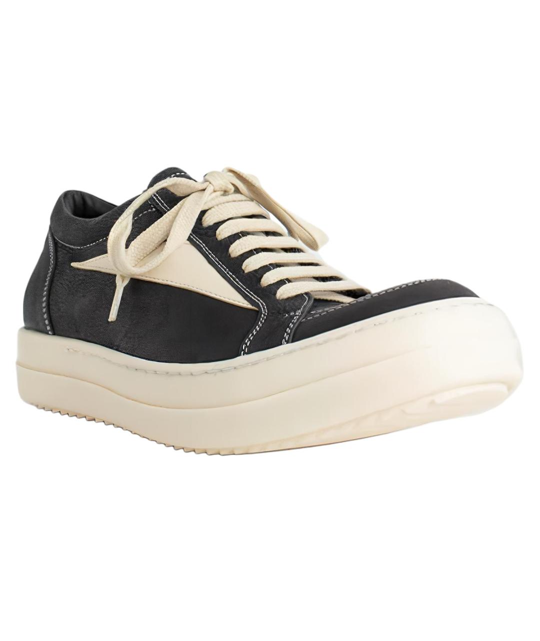 RICK OWENS Черные кожаные кеды, фото 3