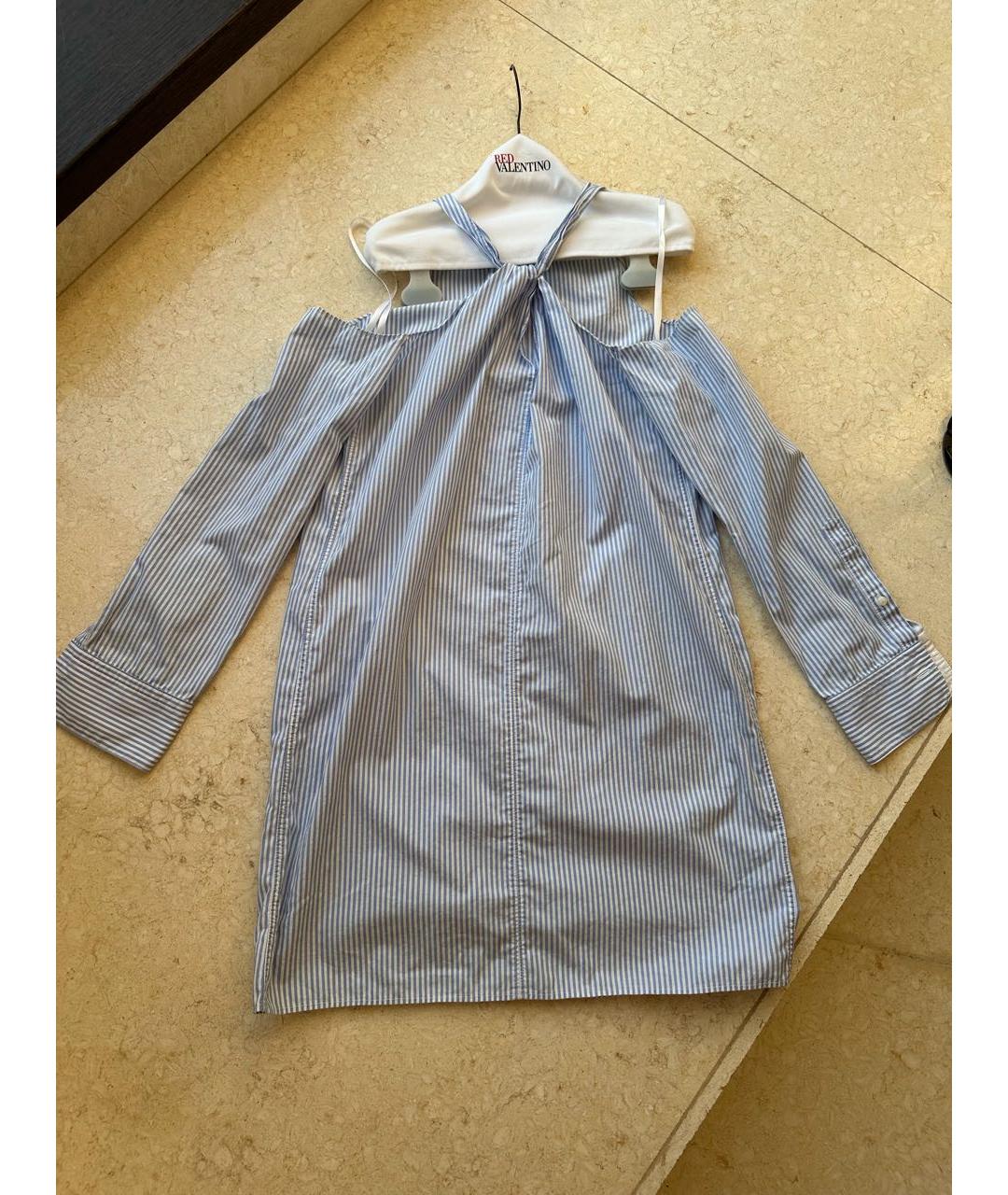 RAG & BONE Голубое хлопковое повседневное платье, фото 9