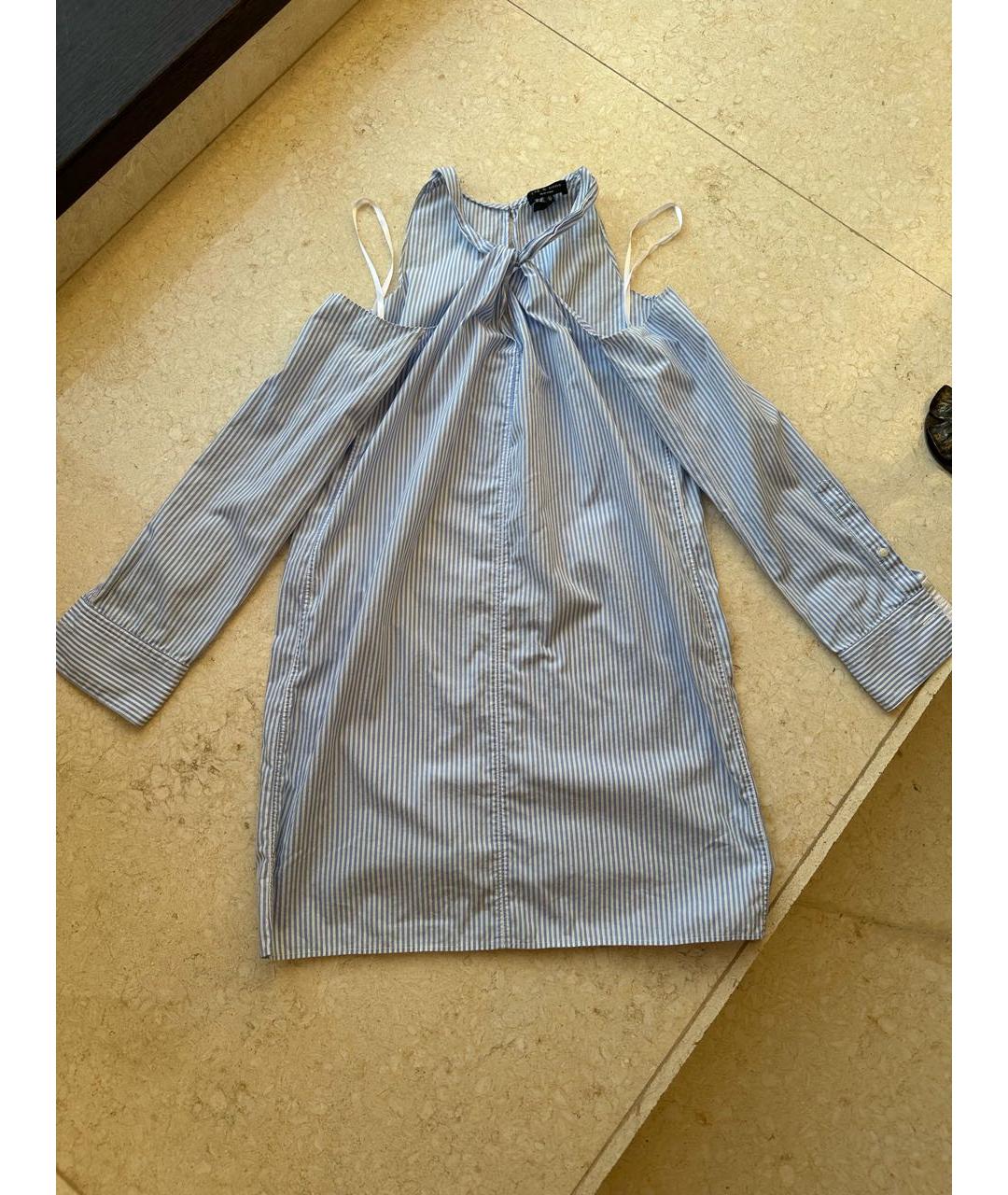 RAG & BONE Голубое хлопковое повседневное платье, фото 4