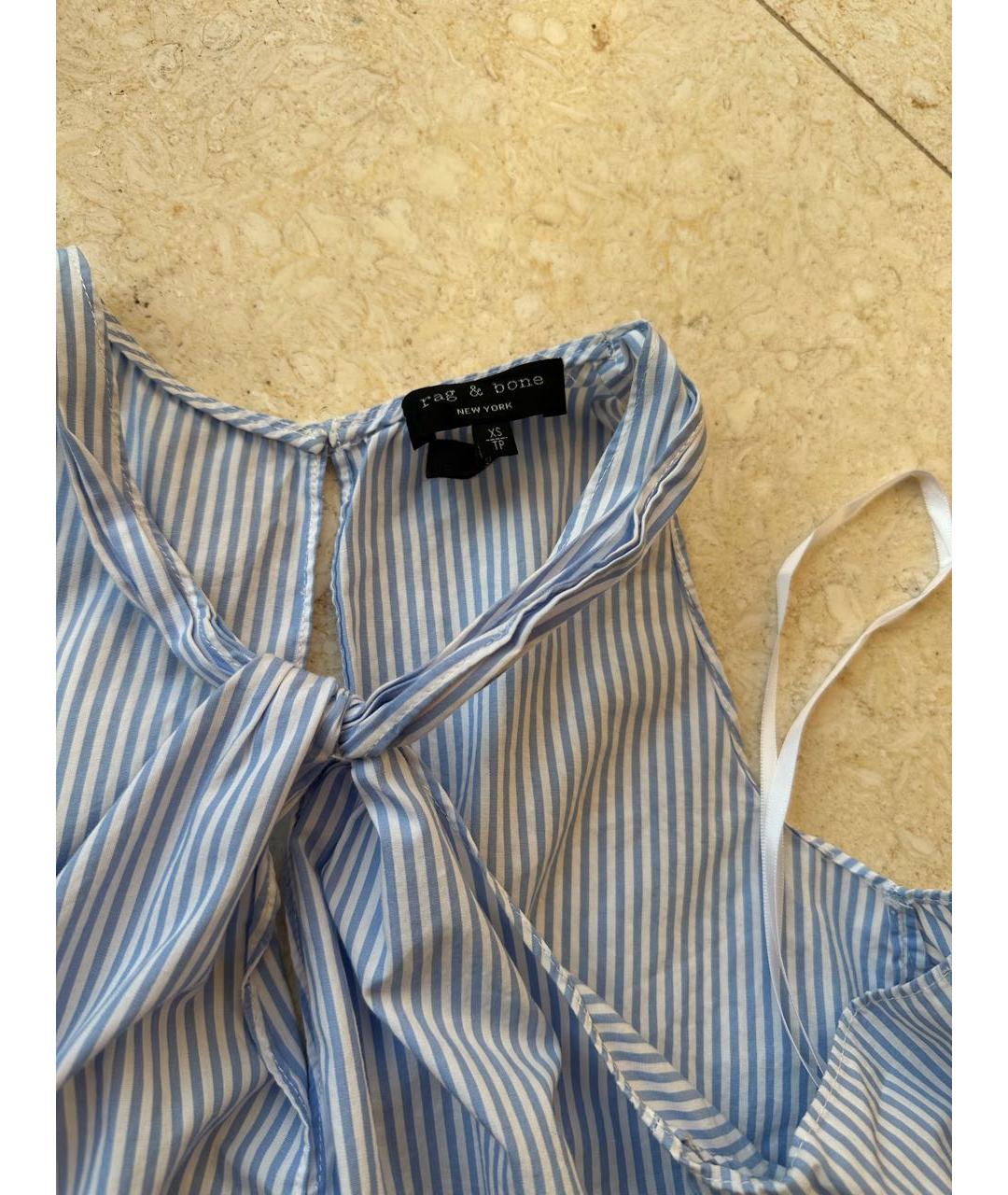 RAG & BONE Голубое хлопковое повседневное платье, фото 5