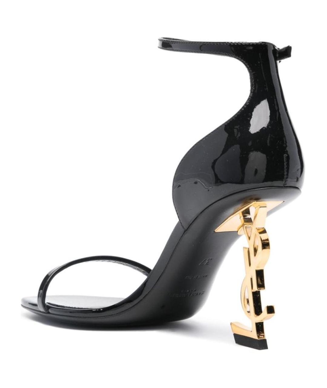 SAINT LAURENT Черные кожаные босоножки, фото 5