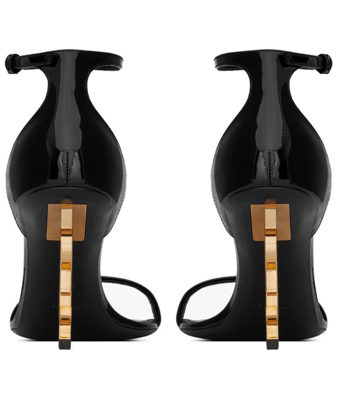 SAINT LAURENT Черные кожаные босоножки, фото 7