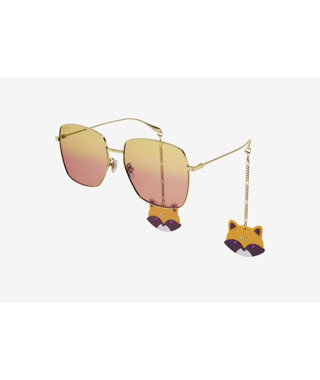 GUCCI Коричневые металлические солнцезащитные очки, фото 2