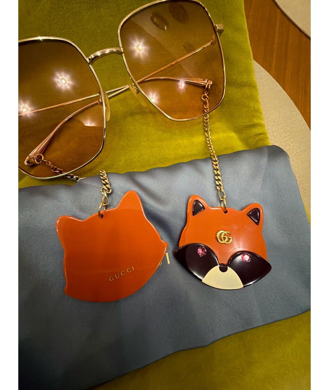 GUCCI Коричневые металлические солнцезащитные очки, фото 5