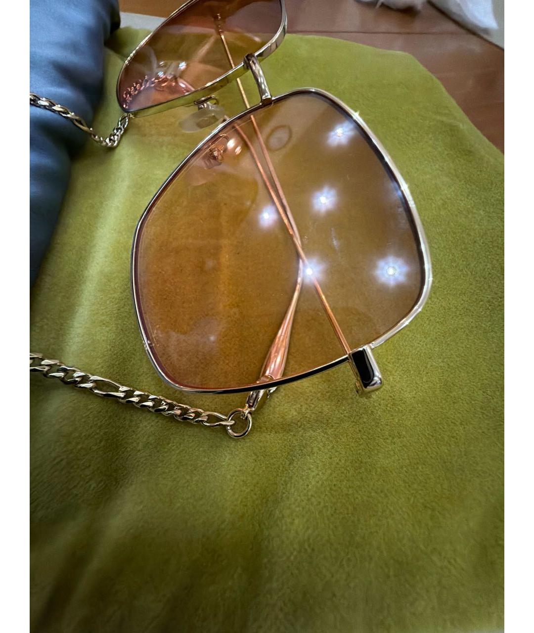 GUCCI Коричневые металлические солнцезащитные очки, фото 7