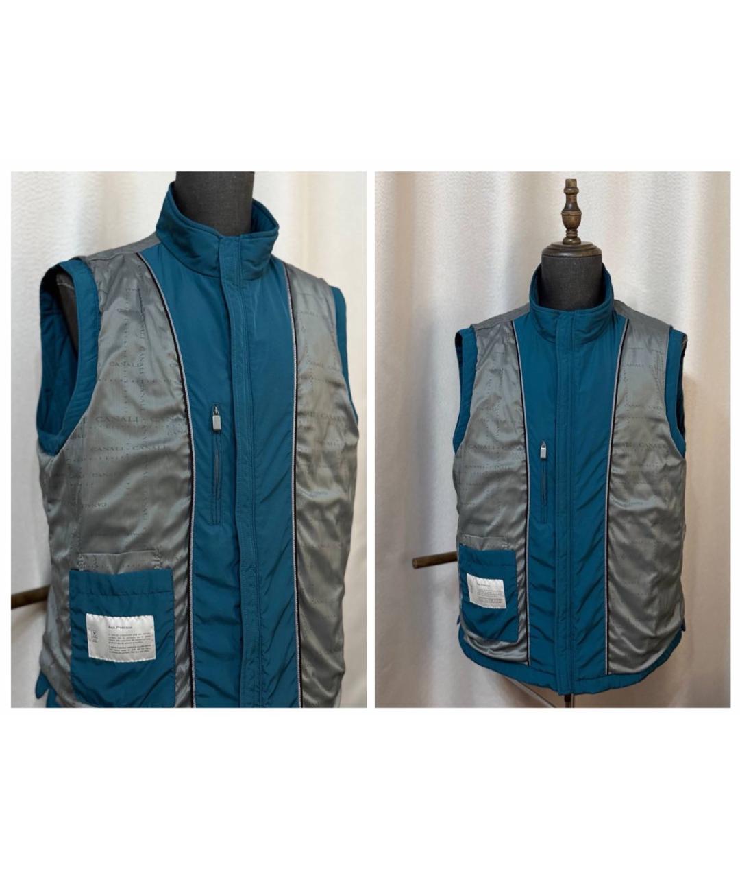 CANALI Синий полиэстеровый жилет, фото 6