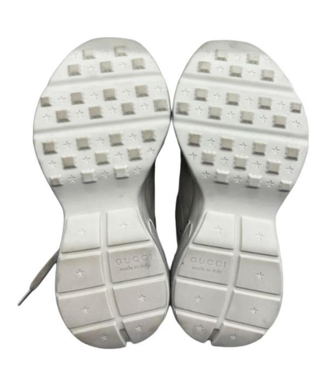 GUCCI Бежевые кожаные высокие кроссовки / кеды, фото 6