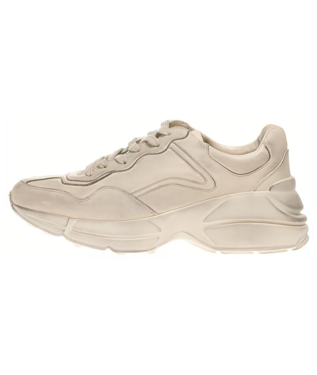 GUCCI Бежевые кожаные высокие кроссовки / кеды, фото 2