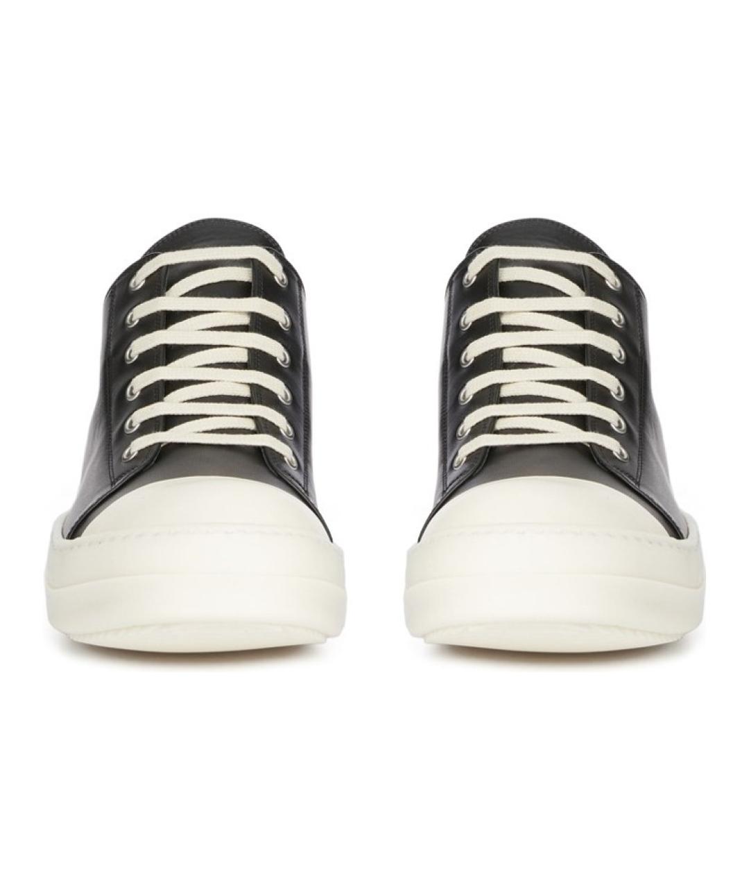 RICK OWENS Черные кожаные низкие кроссовки / кеды, фото 3