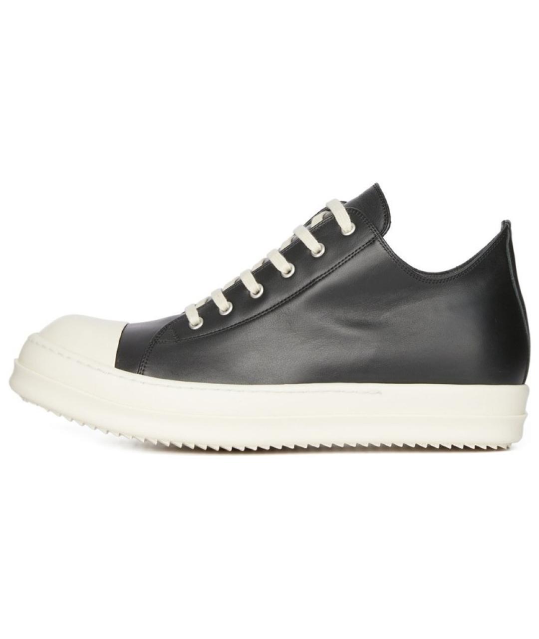 RICK OWENS Черные кожаные низкие кроссовки / кеды, фото 2
