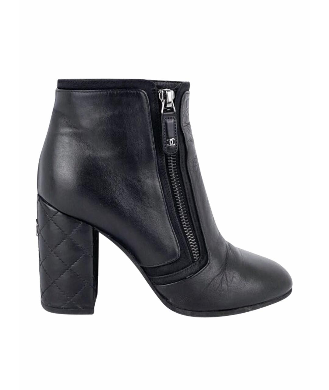 CHANEL Черные кожаные ботильоны, фото 1