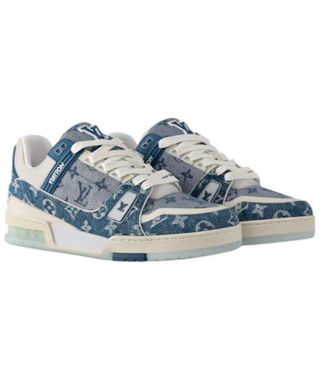 LOUIS VUITTON Синие кожаные кроссовки, фото 5