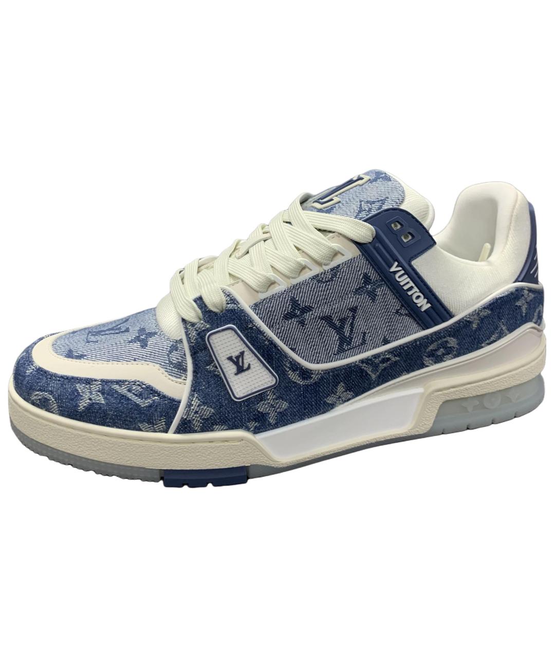 LOUIS VUITTON Синие кожаные кроссовки, фото 4