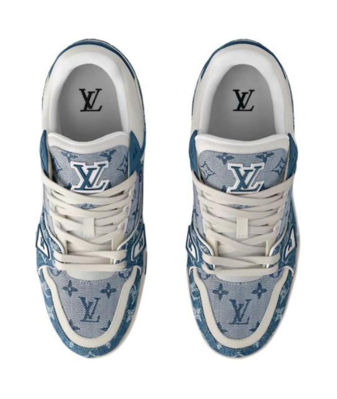 LOUIS VUITTON Синие кожаные кроссовки, фото 6