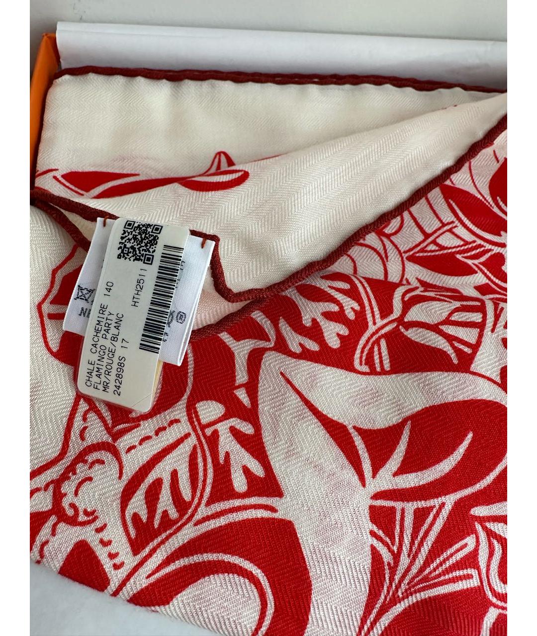HERMES Красный кашемировый платок, фото 6
