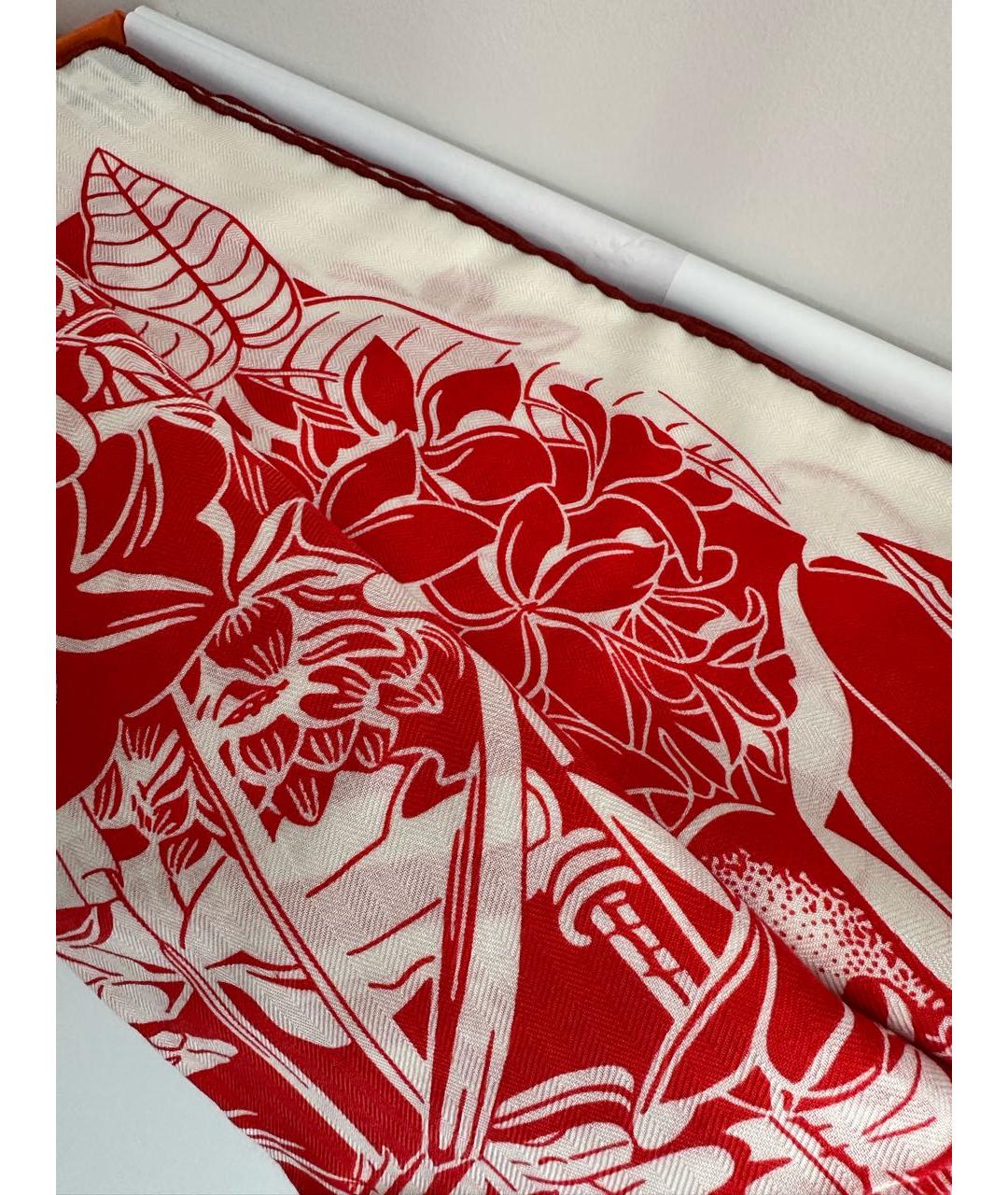 HERMES Красный кашемировый платок, фото 5