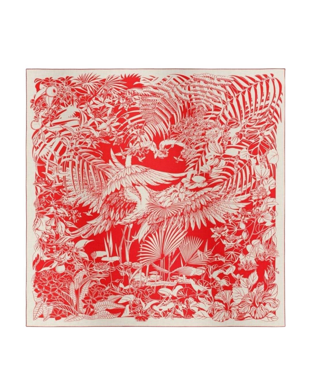 HERMES Красный кашемировый платок, фото 1