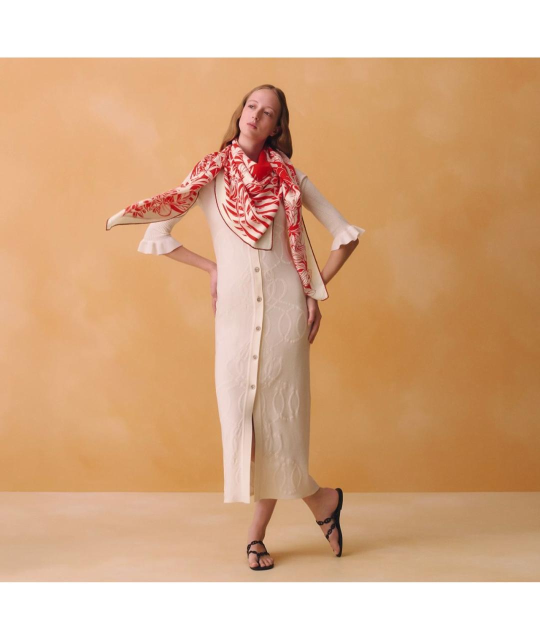 HERMES Красный кашемировый платок, фото 3