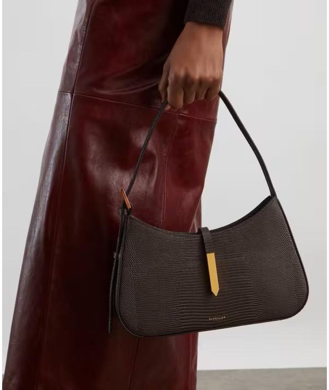 DEMELLIER Коричневая кожаная сумка с короткими ручками, фото 5