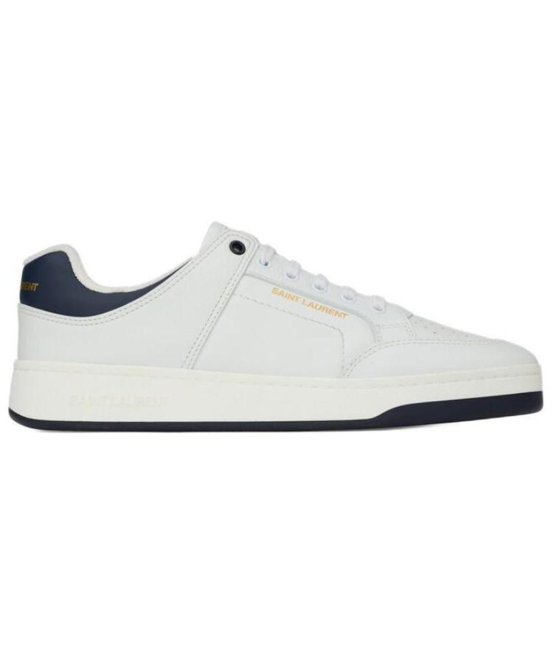 SAINT LAURENT Белые кожаные низкие кроссовки / кеды, фото 1