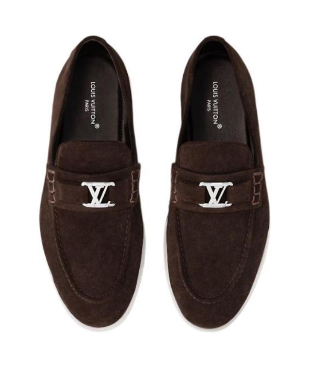 LOUIS VUITTON Коричневые кожаные лоферы, фото 4