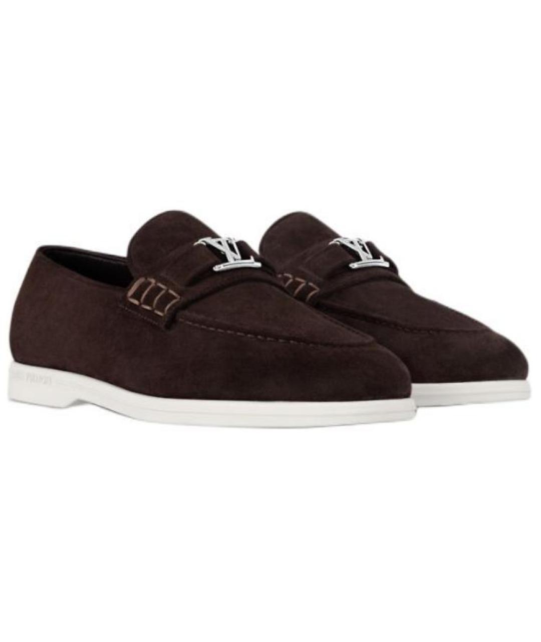 LOUIS VUITTON Коричневые кожаные лоферы, фото 3