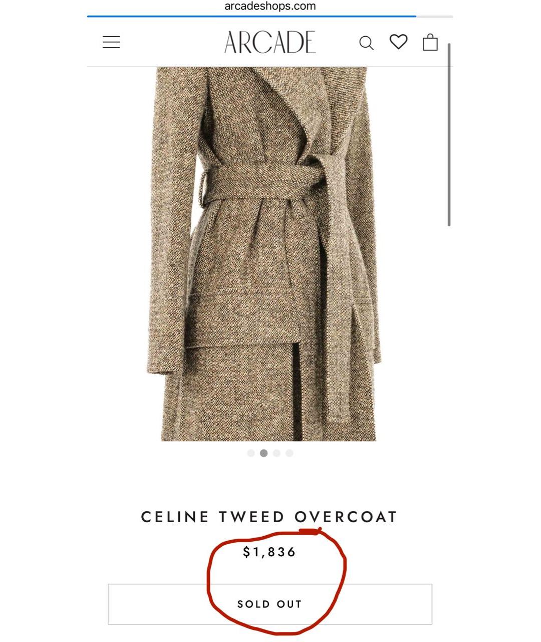 CELINE Бежевое шерстяное пальто, фото 4